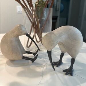 Crate&Barrel Cream and Black Bird Sculptures